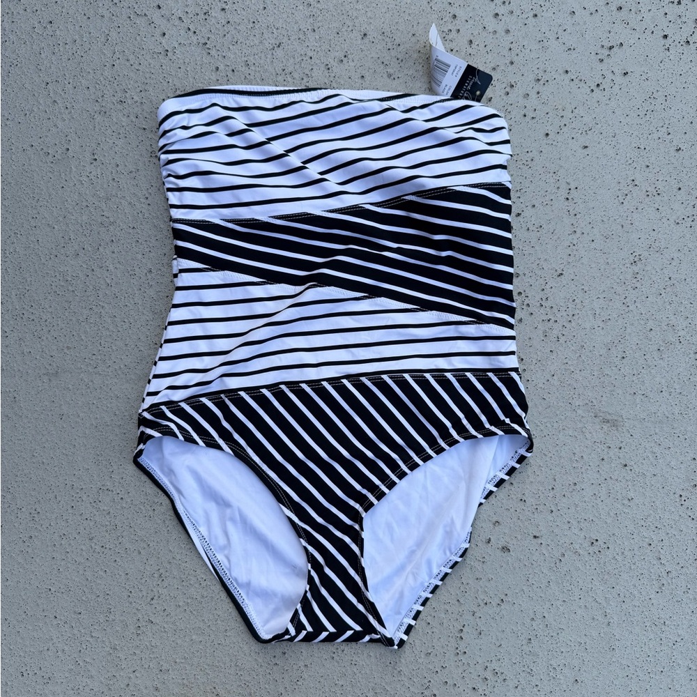 Anne Cole Black and White Striped One-Piece Swimsuit - Picture 7 of 11